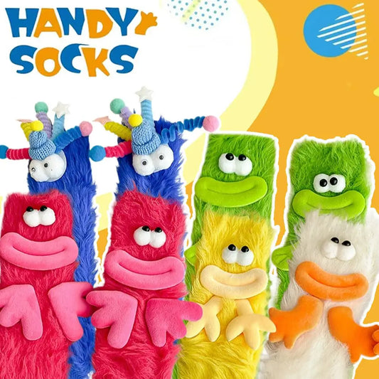 Funny Ugly Cute Socks Women's Mid-Crew Socks Plush Fluffy House Sleep Socks Warm Floor Non-Slip Cozy Winter Gifts Autumn Winter